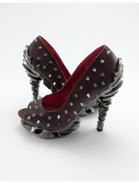 Womens Hades Talon Burgundy Red Spiked 5" Heel Punk Rock Heels Shoes Size 6